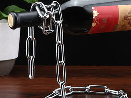 Eravino Floating Steel-Link Chain Wine Bottle Holder
