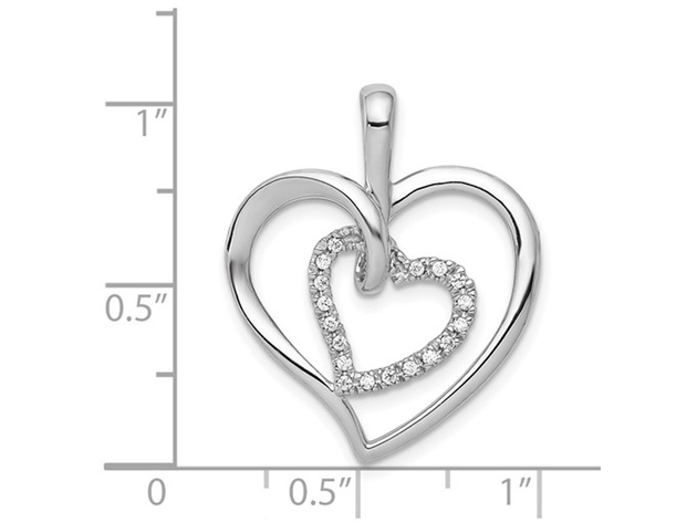 1/10 Carat (ctw) Diamond Double Heart Pendant Necklace in 14K White Gold with Chain