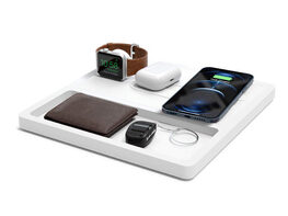 NYTSTND TRIO TRAY Wireless Charging Station (White Top/Rustic White Base)