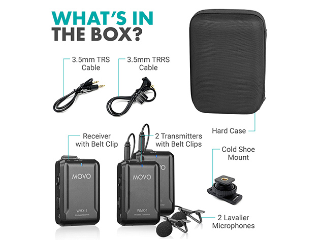 Movo WMX-1-DUO 2.4GHz Dual Wireless Lavalier Microphone System 