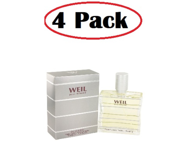 4 Pack of Weil Pour Homme by Weil Eau De Toilette Spray 3.4 oz