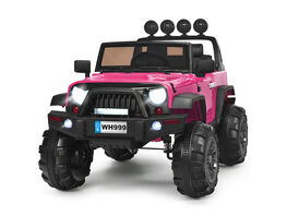 Costway 12V Kids Ride On Truck RC Car w/ LED Lights Music Trunk - Pink