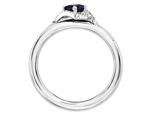 1/2 Carat (ctw) Lab Created Blue Sapphire Ring in Sterling Silver with Diamonds - 9