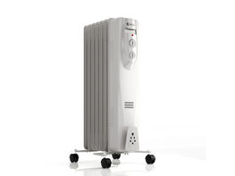 Costway 1500W Portable Electric Oil Filled Radiator Heater 7-Fin Safety Shut-Off Quiet White