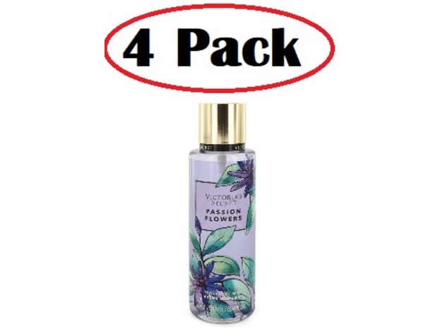 4 Pack of Victoria's Secret Passion Flowers by Victoria's Secret Fragrance Mist Spray 8.4 oz