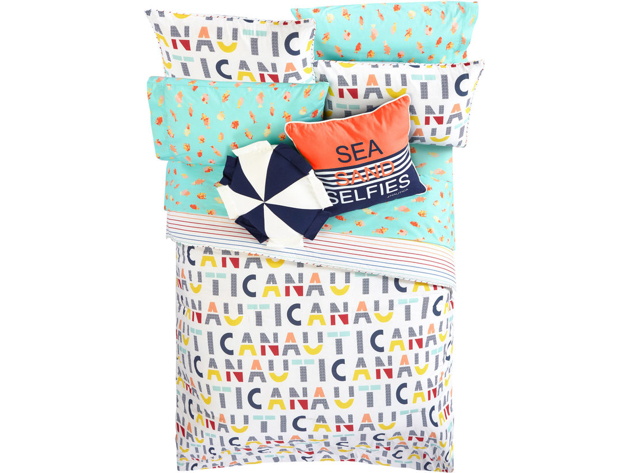 Nautica Kids Reversible Nautica Letters 100% Fine Imported Cotton Comforter Set - Full