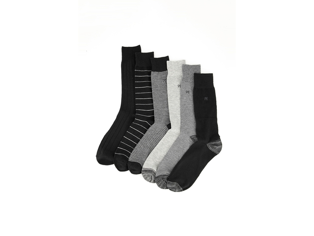 Perry Ellis Men's 6-Pk. Striped Dress Socks Black Size Regular