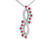 1/6 Carat (ctw) Natural Ruby Pendant Necklace in 14K White Gold with Diamonds and Chain