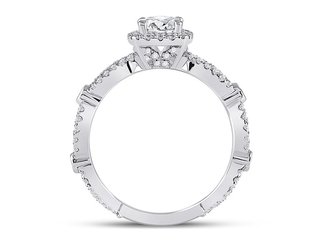 1.29 Carat (ctw G-H, I1-I2) Cushion-Cut Diamond Engagement Ring in 14K White Gold - 6
