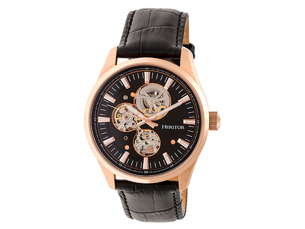 Heritor Automatic Stanley Men's Watch (Black/Rose Gold)
