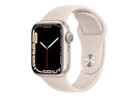Apple Watch Series 7 (2021) Aluminum With Silicone Band - 45mm/Silver (Refurbished Grade A: GPS + Cellular)