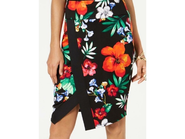 Thalia Sodi Women's Printed Floral Scuba Skirt Black Size Small